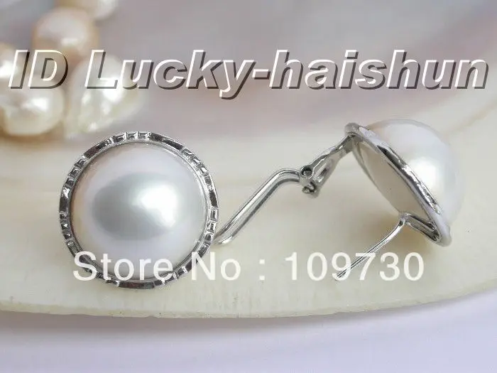 

ry00105 AAA natural white South Sea Mabe Pearls Earring A0422