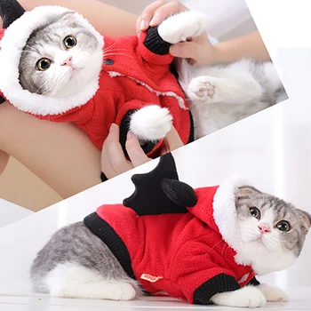 

Pet Cat Clothes Winter Suit Warm Soft Coat Outdoor Jacket Hoodie Clothes For Cats Cute Demon Cotton Outfits Products For Cat