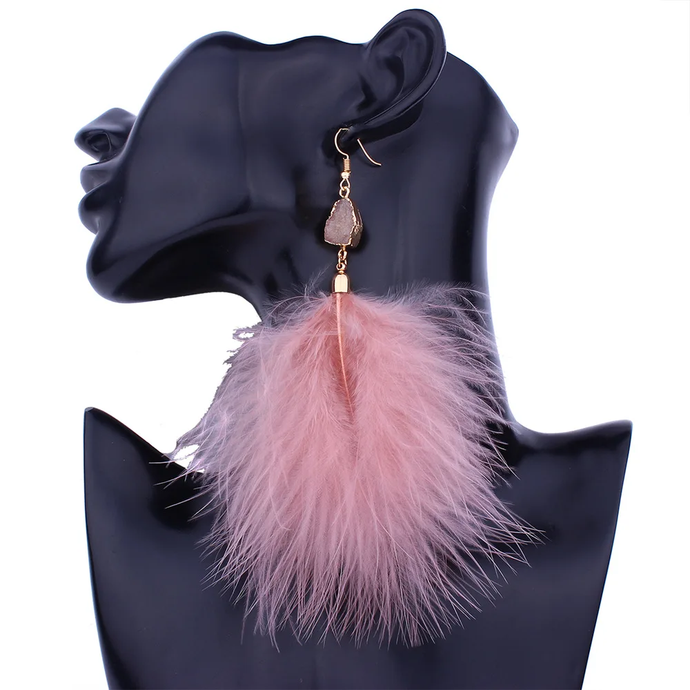 

Feather Tassels Drop Earrings Women Long Korean Earring Pink Pendientes Mujer Moda Fairy Tale Earrings Dangle Trendy Jewelry New