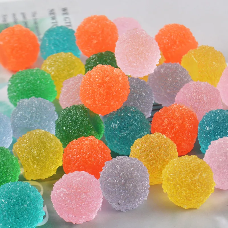 

100pcs/lot 16mm Cute Kawaii Resin Round Candy Beads Miniature Cabochon For Art Supply DIY Scrapbooking Decorative Craft