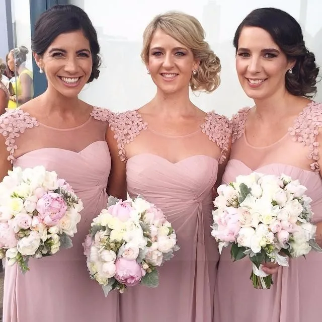 2017 Long Bridesmaid Dresses Round Collar Snow Spins A Lline Dusty 2017 Long Bridesmaid Dresses Round Collar Snow Spins A Lline Dusty Rose Pink Wedding Dress Bt78 In From Weddings