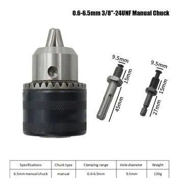 

Power Drill Chuck Conversion Kit Durable 1/4" Hex /Round Adapter 0.6-6.5mm 3/8"-24UNF for Electric Drills Power Tool Accessories