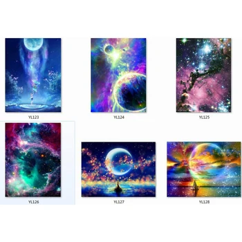 

diamond painting moon scenery galaxy full drill square 5d diy painting cross stitch round diamond embroidery landscape NEW TOOL