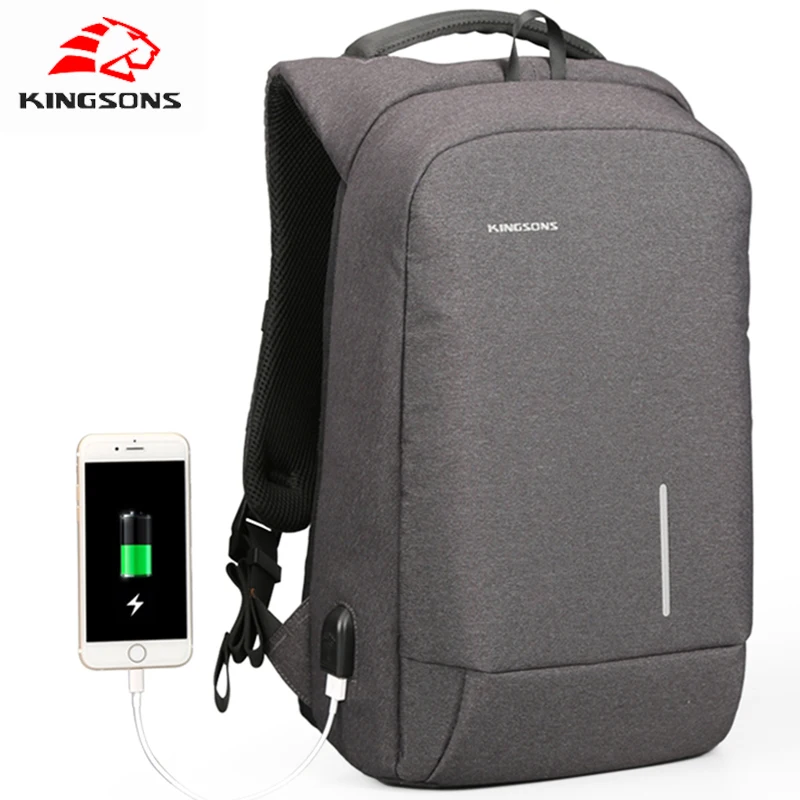 Kingsons Big Men backpack USB Charging Backapck male School Bag Laptop