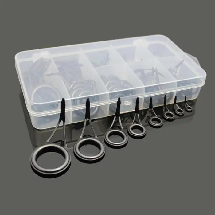 75 Pcs/ Set Fishing Rod Guide Tip Repair Kit Eye Rings Stainless Steel Repair Eyes Sets&T8