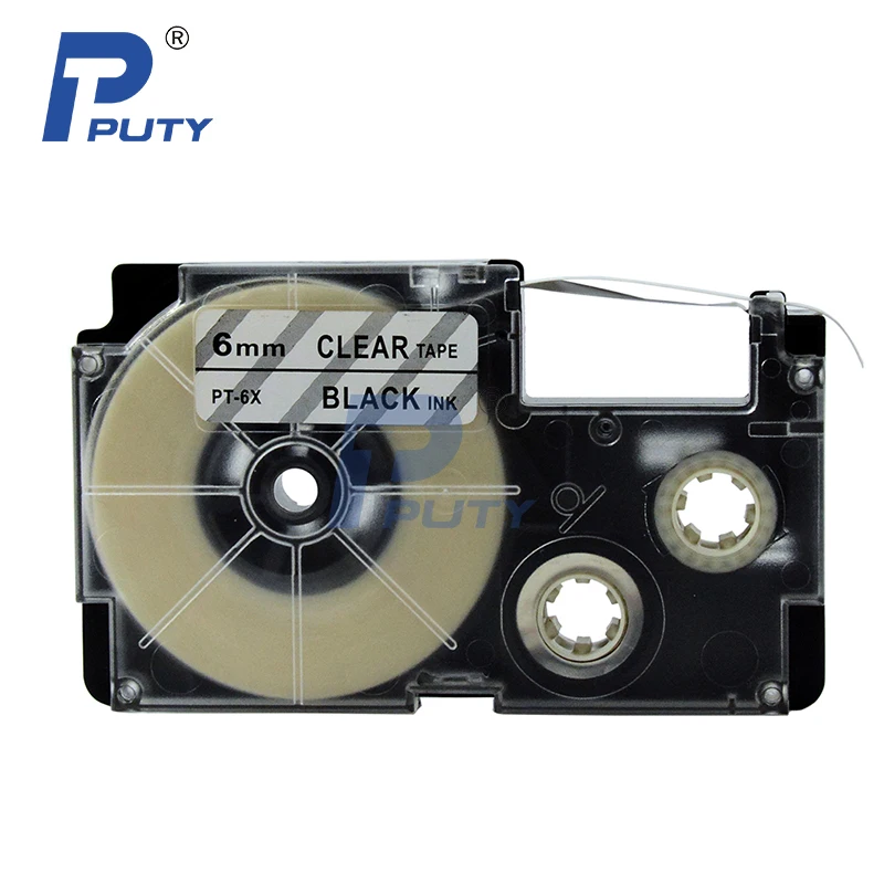 2PCS Compatible EZ Label Tape XR 6X Black on Clear 6mm 1/4" PT 6X