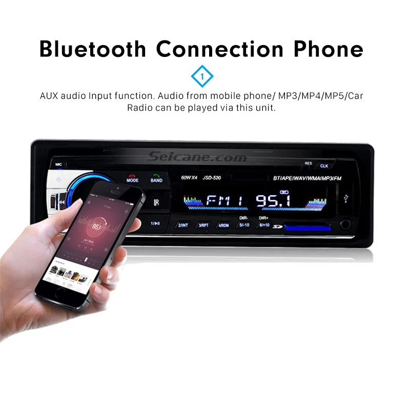 Seicane Универсальный 1 Din аудио стерео радио Bluetooth Handsfree вызовы MP3 зарядное устройство для автомобиля с FM с 4 канала SD Дистанционное Управление Aux
