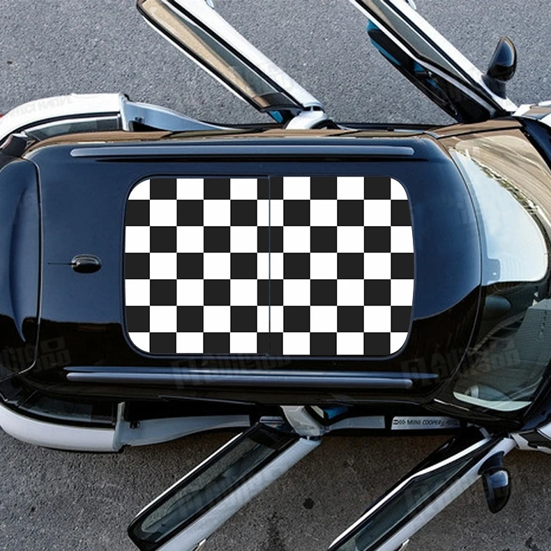 Car Roof Vinyl Sunroof Checker Printed Stickers Decals Semitransparent