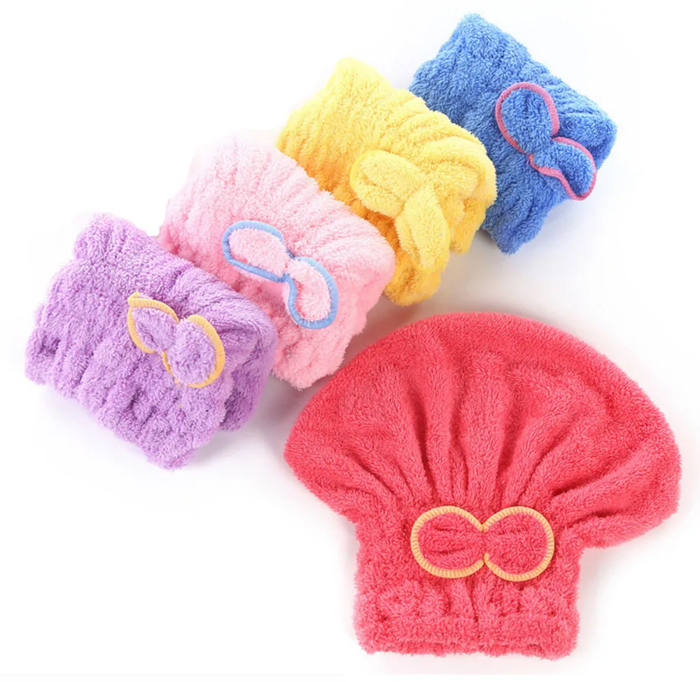 Новинка, 5 цветов, полноцветная шапочка для душа, обернутые полотенца из микрофибры, шапки для ванной, одноцветная сверхтонкая шапка для быстрой сушки волос, аксессуары для ванной