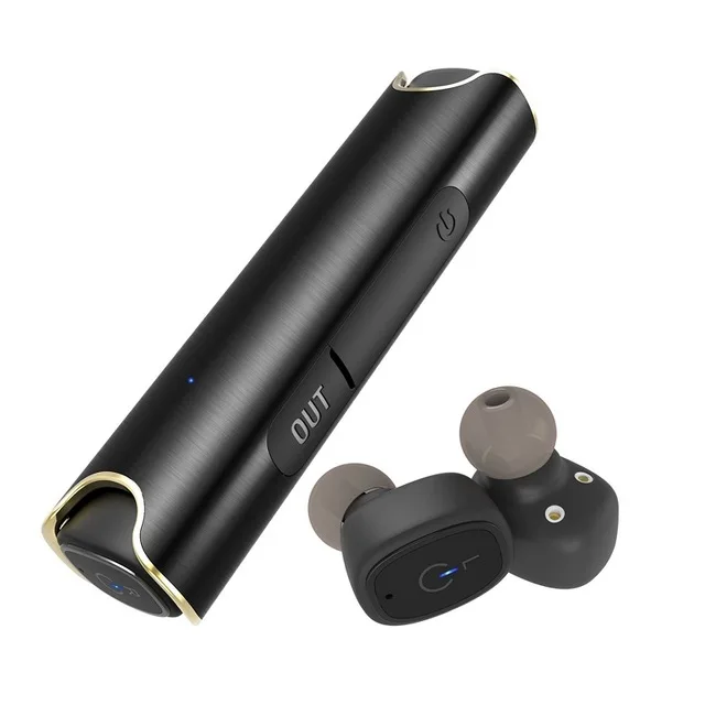 Hevaral TWS мини-наушники Bluetooth Handsfree True wireless Binarual Наушники быстрая зарядка 850 мАч power Bank CVC шумоизоляция - Цвет: Черный