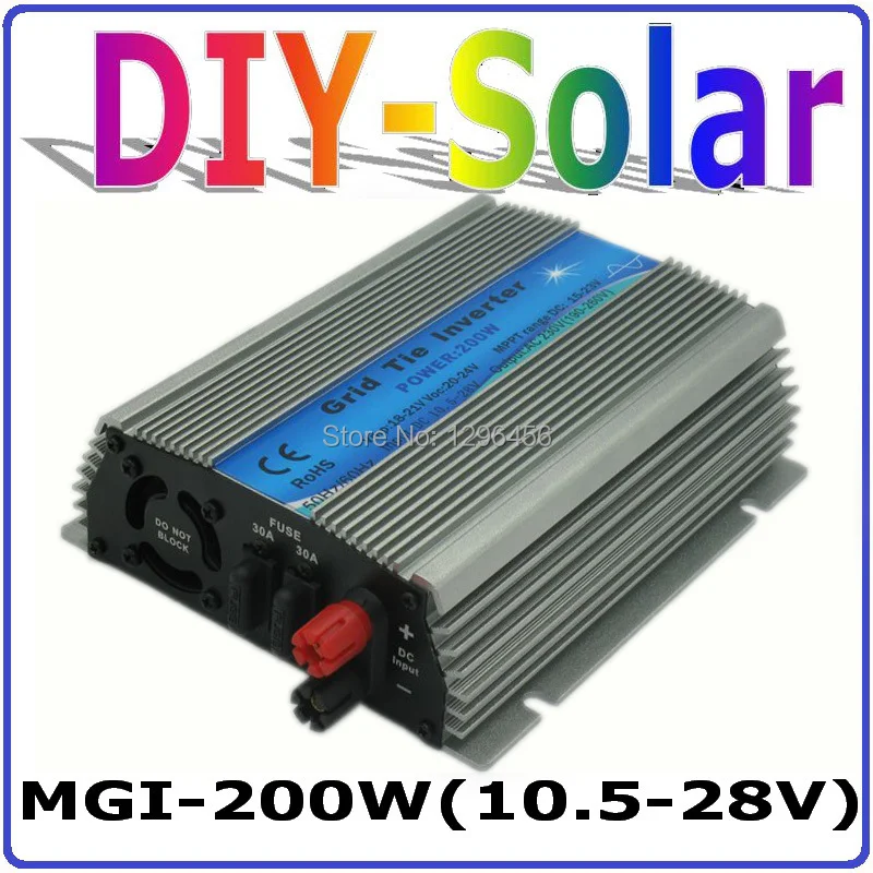 200 W Сетка Tie Инвертор, 10.5V-28VDC, 18 V Панели солнечные, функция MPPT, 90 V-260 V Выходной немодулированный синусоидальный сигнал, микро на галстук инвертора сетки