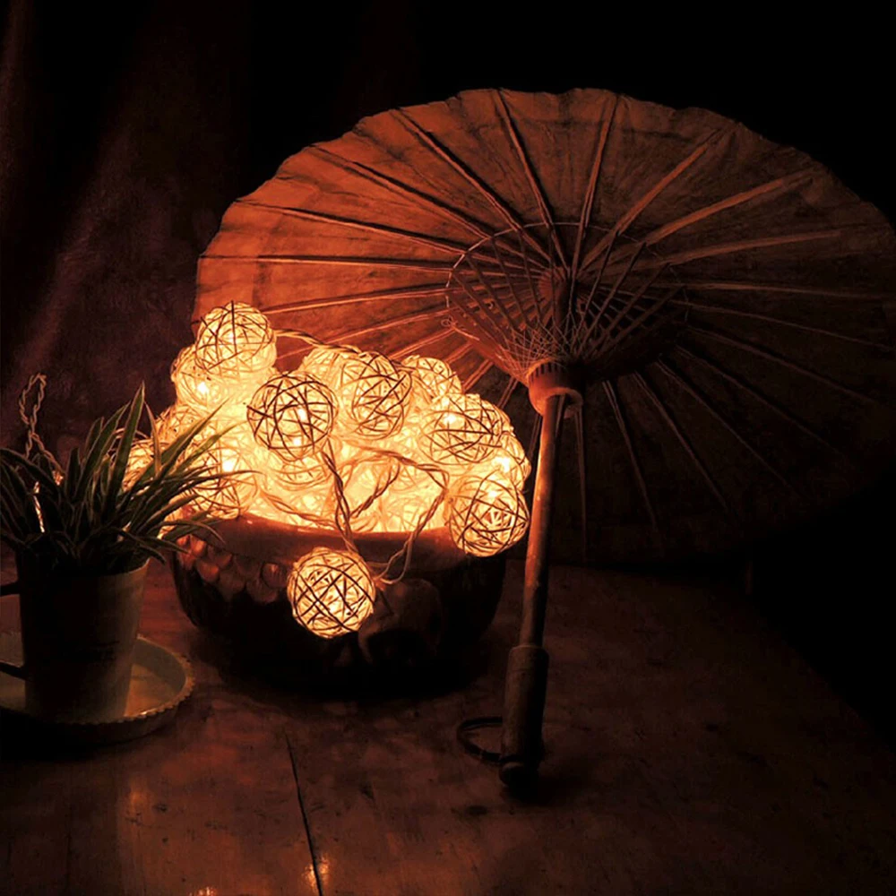 Ротанговый шар 230 см вечерние изящные свадебные светильники USB световая гирлянда НОВАЯ РОЖДЕСТВЕНСКАЯ лампа