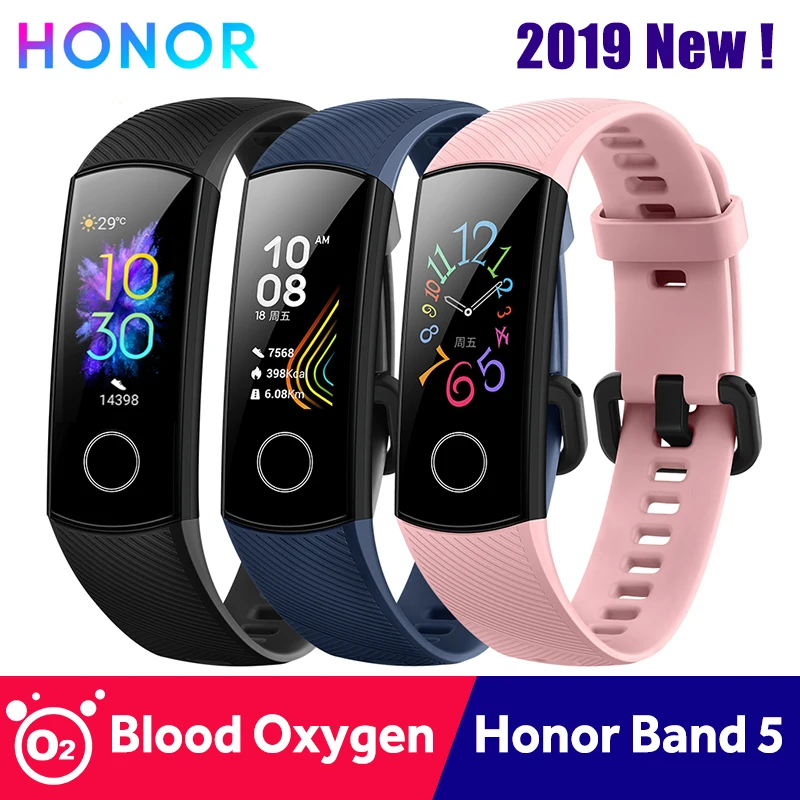 Honor Band 5 оксиметр магический цветной сенсорный экран для плавания Обнаружение сердечного ритма сон