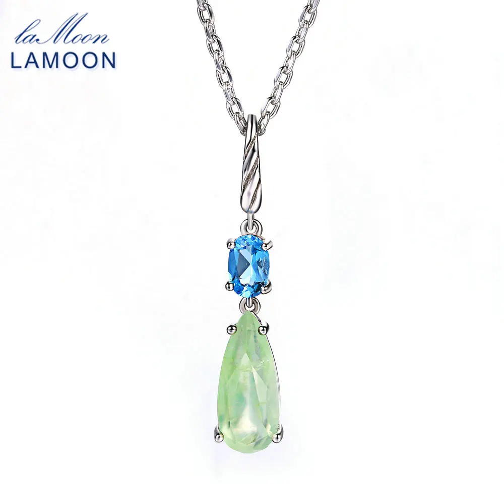Женская цепочка с натуральным драгоценным камнем Prehnite & Topaz ожерелье из