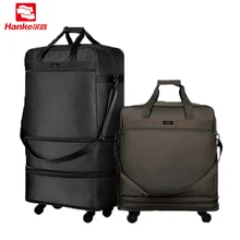 Hanke 91L genişletilebilir bavul katlanabilir erkek bagaj kilitlenebilir seyahat çantası kadın iplik haddeleme Duffel arabası konfeksiyon çanta T637