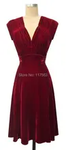 Moderne + Traditionellen 1940er Rotem Samt Cocktailkleid Kurzen Frauen Vestidos De Coctel Freies Verschiffen JW095