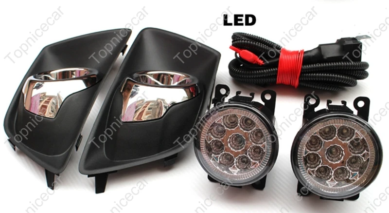 1 Set White LED Driving Fog Light Lamps Covers Wiring Harness Kits for Ford EcoSport 2013