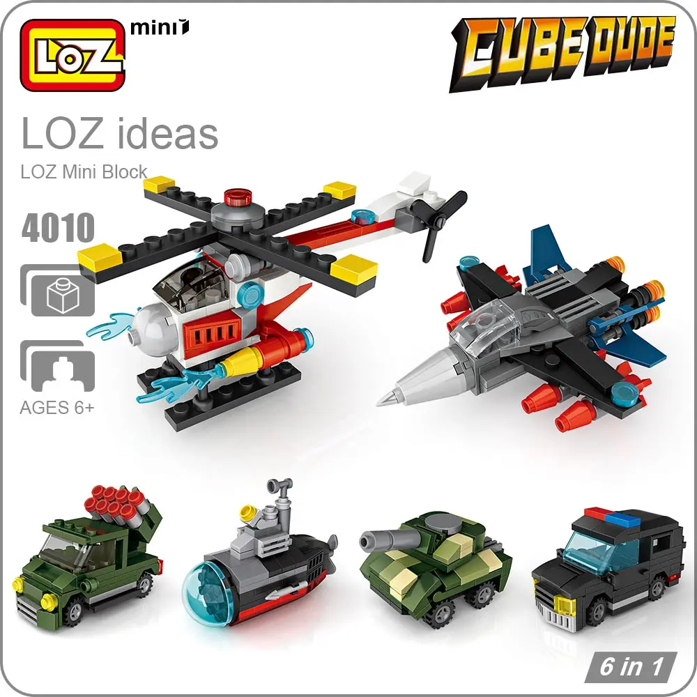 Kopen LOZ Mini Blokken Militaire Politieauto Voertuigen Elicopter Fighter Tank Submarine Model Assemblage Speelgoed Kinderen Educatief DIY 4010