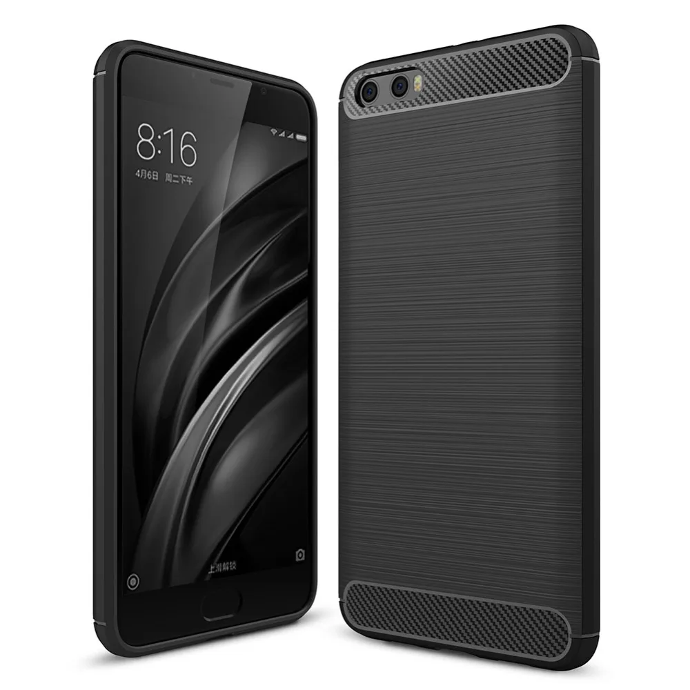 Best YeeSite for xiaomi Mi 6 6A Case Carbon Fiber Bumper Rugged TPU Ultra Slim Soft Silicone Shockproof Protector Cover Case Shell
