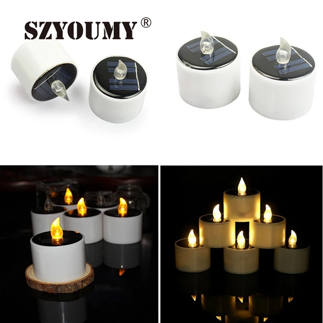 Szyoumyled Solar Flameless Tealights Candles Home Yard Decorate