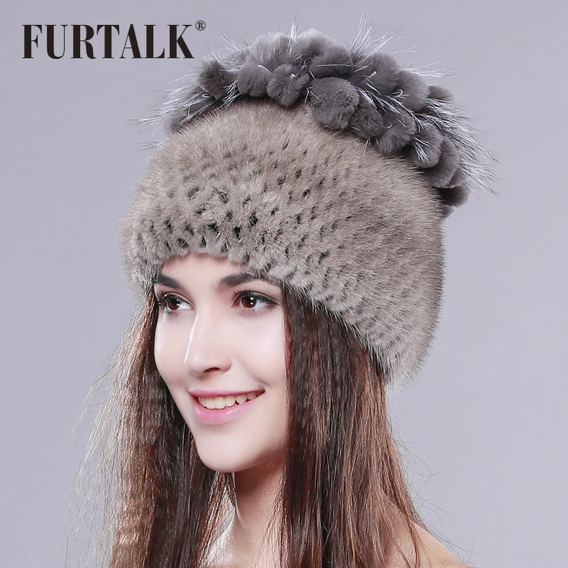

Real Mink Fur Hat Women Winter Fur Hat Fashion New Style Winter Mink Fur Hat with Flowers