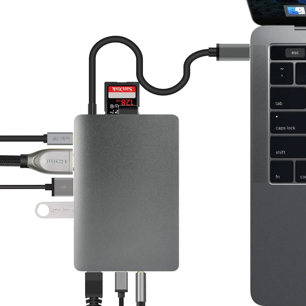  JCKEL 9 in 1 USB C Hub USB-C Multi function to 4K Video HDMI/Gigabit Ethernet Adapter Type C 3.1 Hu