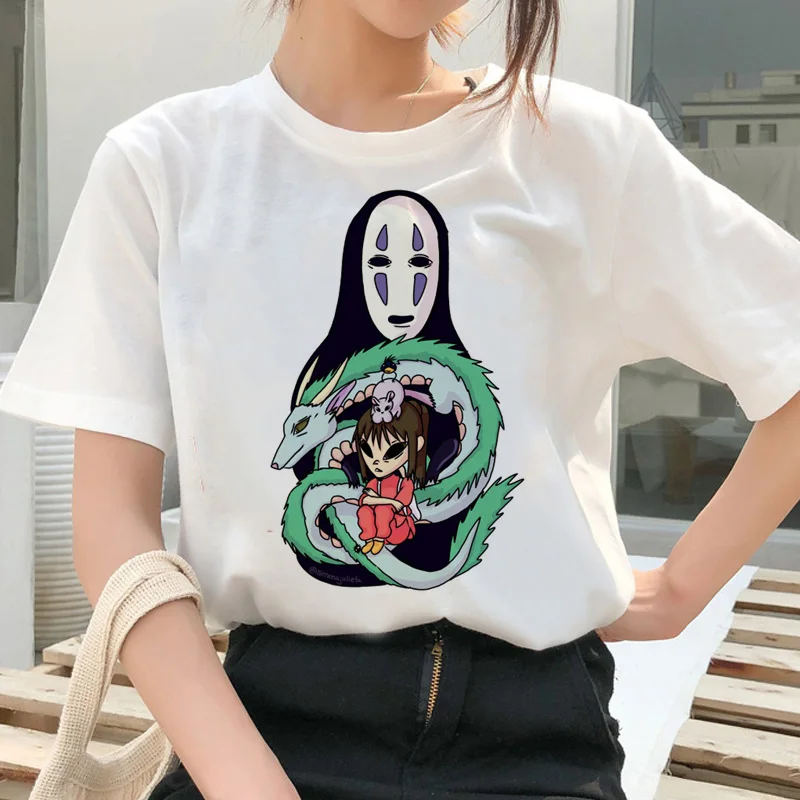 Totoro Spirit Out Футболка Studio Ghibli Femme японский мультфильм Аниме женская футболка Миядзаки Хаяо одежда женская кавайная