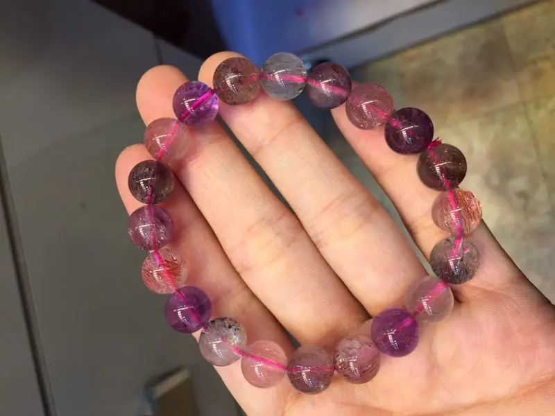9 мм натуральный Lepidocrocite Рутиловый Кварц супер 7 камень красный женщина человек Исцеление круглый бусины браслеты AAAAA сертификат