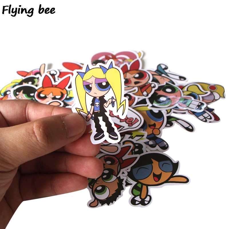 Flyingbee 36 шт. Powerpuff граффити наклейки для девочек для детей DIY багаж ноутбук скейтборд автомобиль водонепроницаемый стикер X0291