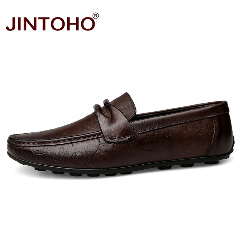 JINTOHO/Лоферы большого размера; повседневная обувь из натуральной кожи; брендовая мужская кожаная обувь; черные мужские водонепроницаемые мокасины; дизайнерские туфли для мужчин