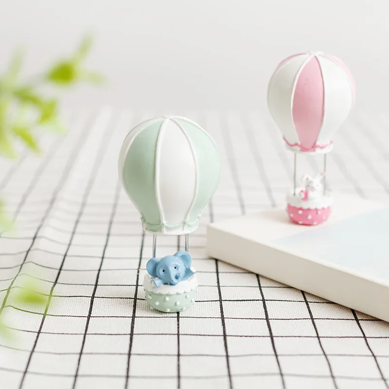2019 New Resin Mini Cute Hot Air Balloon Rabbit And Elephant Statue Decoration Sculpture Home Office Desk Ornament Toy Gift