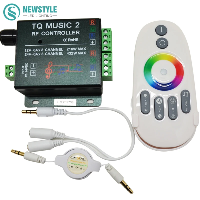 #cheap DC12V 24V RGB LED Controller RF Music Audio control 18A 3 Channel TQ Music 2 for SMD 3528 5050 5630 Led Strip Light