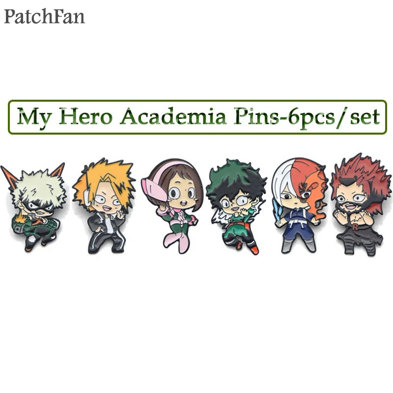 Patchfan 6 шт./компл. мультфильм цинка Pin мой герой булавки броши для мужчин и женщин
