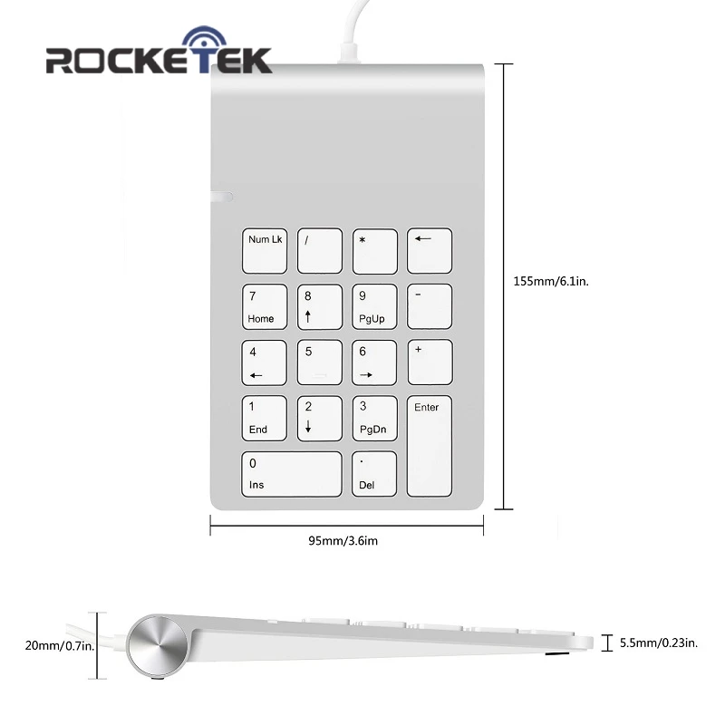 Rocketek USB цифровая клавиатура 18 клавиш для цифровой клавиатуры ультра мини Тонкий