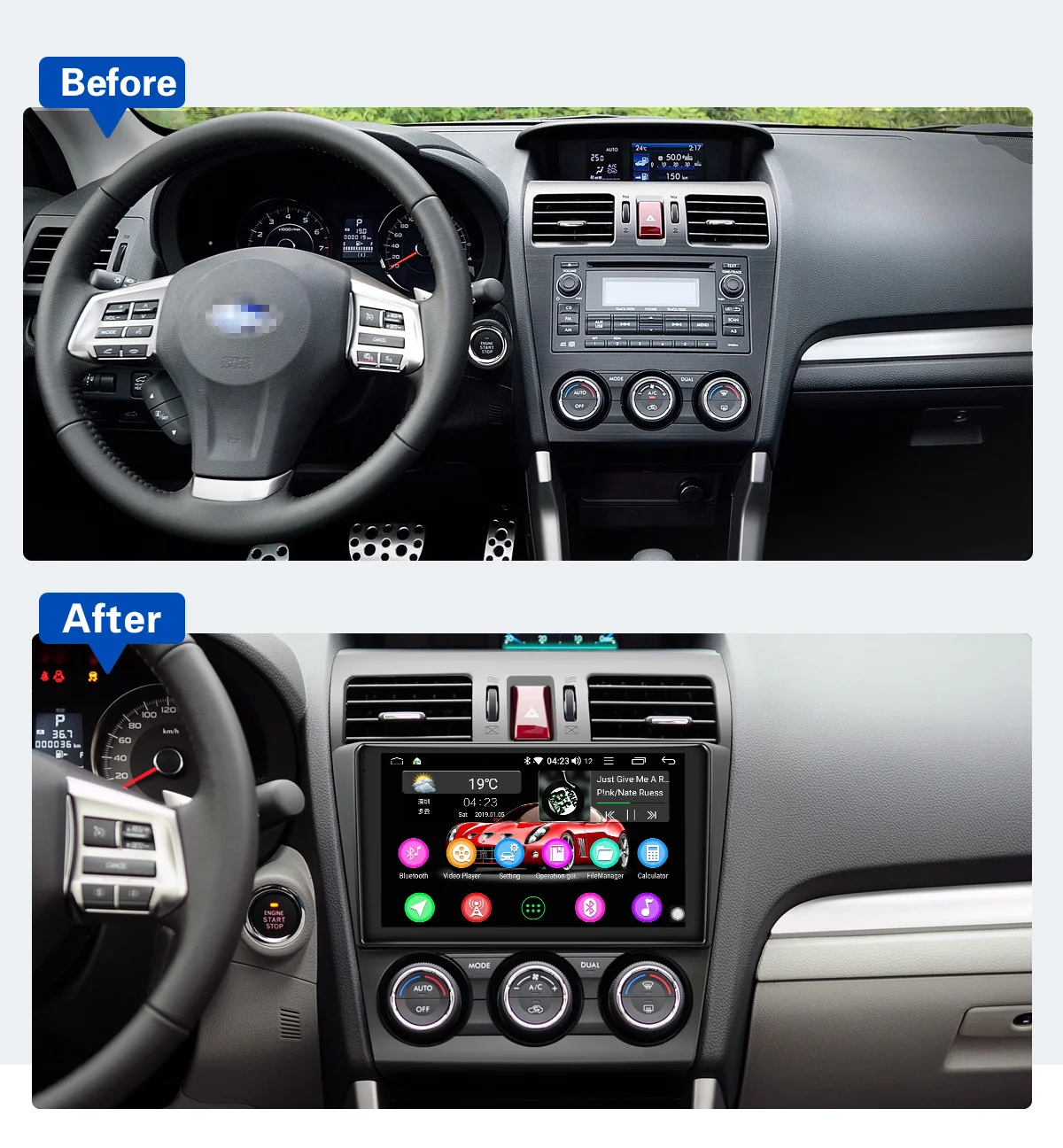 Top Joying 9" 2.5D IPS Screen Car Radio Multimedia Player Android For Subaru Forester 2013-2015 4G+64G 1Din GPS Navigation 4G Module 1