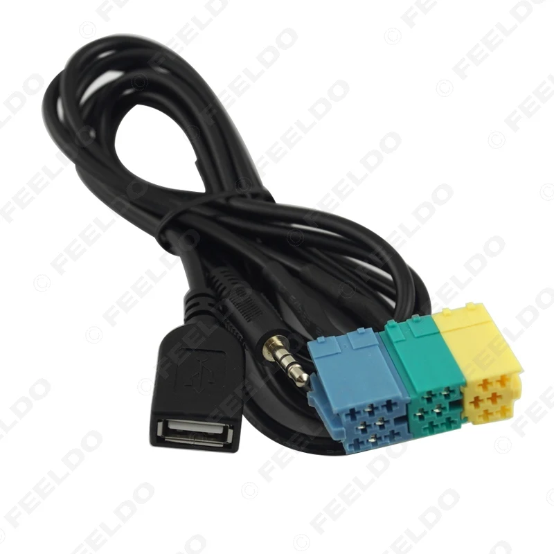 FEELDO 1 шт. 2 в 3 5 мм + USB разъем аудио адаптер кабель Kia Aux cd плеер MP3 для Hyundai Sportage #
