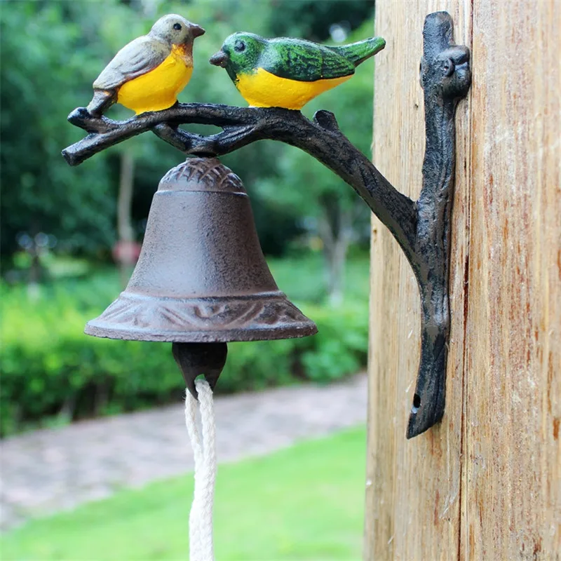 Чугун висит птица Здравствуйте Bell ужин колокол ручная роспись Изделия из металла настенный колокол на дверь Детская украшения ретро