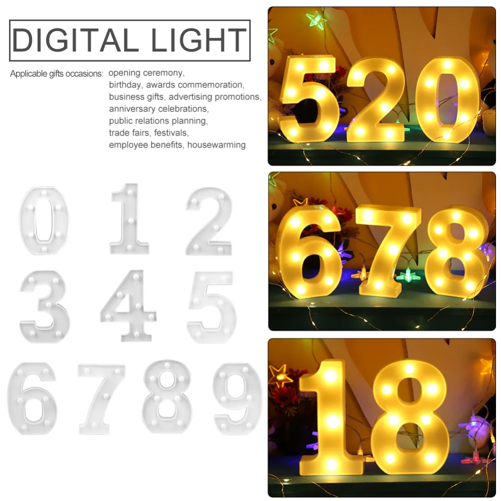Creative 3D Letter Number LED  Light Alphabet Sign Warm Light Indoor Wall Hanging Night Lamp Decoration Valentine's Day Gift