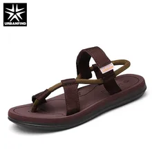 URBANFIND/мужские сандалии; сандалии-гладиаторы для мужчин; летняя пляжная обувь в римском стиле; Вьетнамки; шлепанцы на плоской подошве без застежки