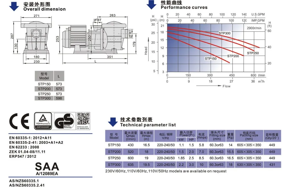 STP300 2.2KW/3 hp насос для бассейна 3,0 hp сверхмощный насос для бассейна