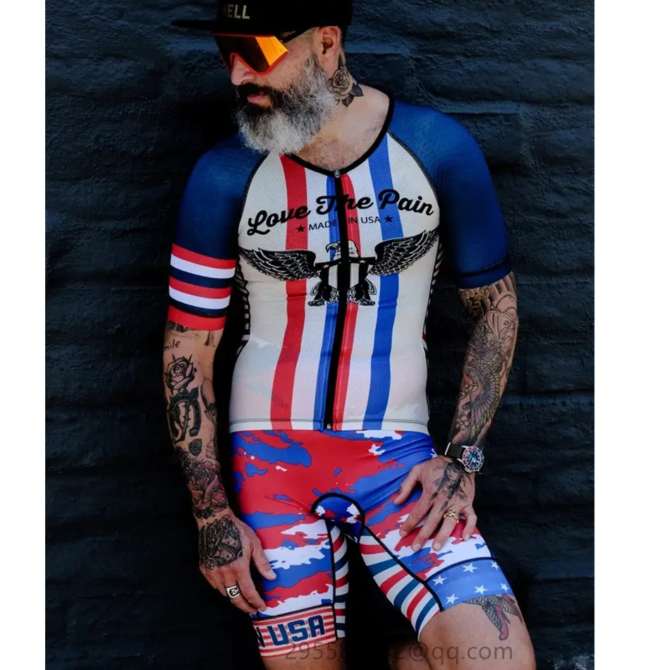 

Triathlon Men's short-sleeve cycling suit custom fietskleding wielrennen zomer heren set Maillot Ciclismo skinsuit cycling jerse