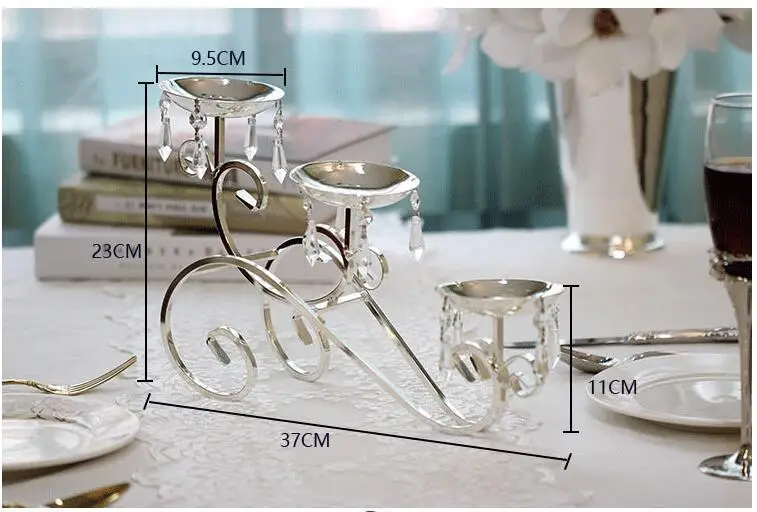 Europe crystal candelabra centerpieces lanterns wedding candlestick decoration metal candle holders for home table decora ZT145B - Цвет: 3 arm