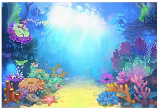 8x6.5ft Wonderful Underwater Sea View Vinyl Photography Background Undersea World Backdrops Coral Reefs Sun Light Beam Blue Seawater Aquarium Wall Decoration Diving Photo Studio Marine