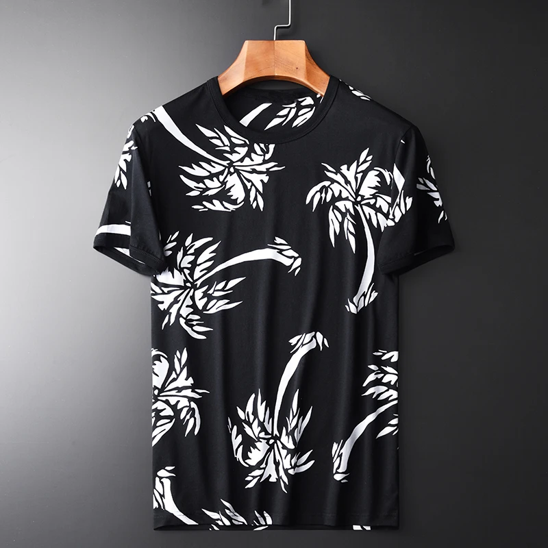 

Minglu Digital Printed Mens T-shirt Luxury 100% Cotton Allover Short Sleeve Men T-shirts Plus Size 3XL 4XL Mercerization Man Tee