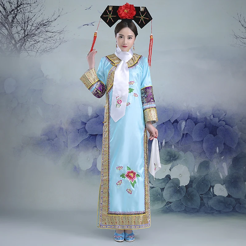Платье в народном стиле династии Цин женский китайский традиционный старинный Infanta костюм Peri театральные Костюмы Одежда для танцев YZT081903