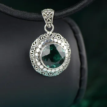 

Genuine 925 Silver Pendant For Women WIth Emerald Natural Gemstone Personalized Amulets And Talismans Colgantes Mujer