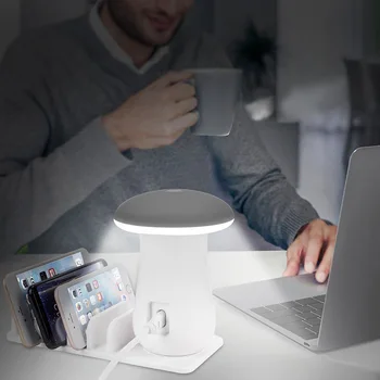 

Quevinal 20pcs 5 Ports USB Quick Charge 3.0 Mushroom LED Night Light Desk Lamp Desktop Stand Holder for smart android phone