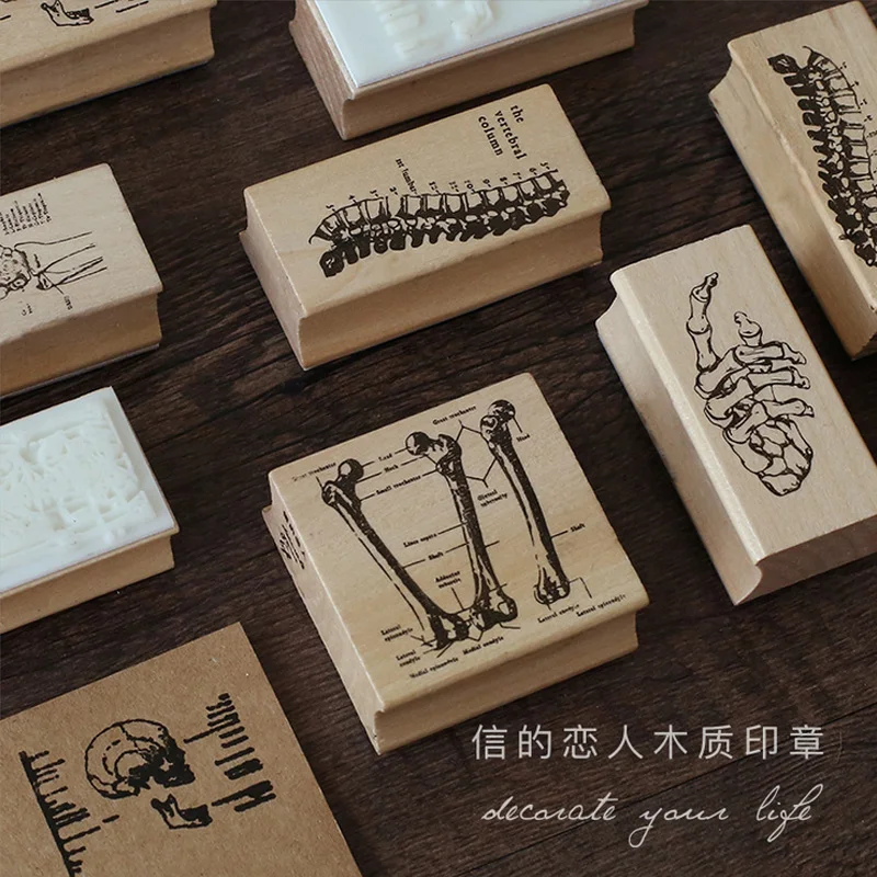 

Vintage skeleton creative stamp DIY wooden rubber stamps for scrapbooking stationery scrapbooking standard stamp