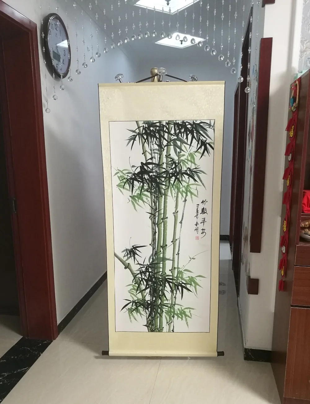 

168CM Huge -- 2019 TOP business gift # Home office WALL Decorative art Auspicious lucky fortune bamboo FENG SHUI art painting