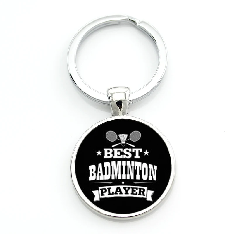 TAFREE novelty fashion photo jewelry vintage badminton keychain men women casual sports key chain ring holder for car bag SP904 - Цвет: SP914